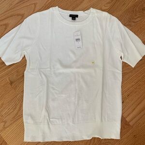 Ann Taylor Factory Cream Knit Short Sleeve Top